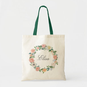 Bolsa Tote Rosas de Jardim Femininos Floral Wreath Bridesmaid