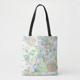 Bolsa Tote Rosas de pintura de mão de aquarelas