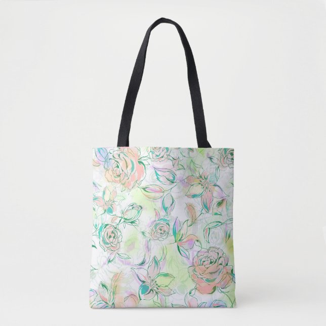 Bolsa Tote Rosas de pintura de mão de aquarelas (Frente)