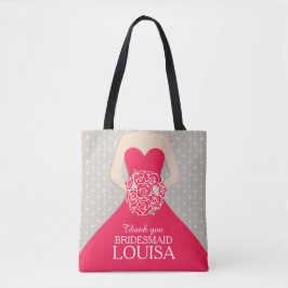 Bolsa Tote Rosas de roupas vermelhas da Bridesmaid chamaram-t