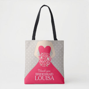 Bolsa Tote Rosas de roupas vermelhas da Bridesmaid chamaram-t