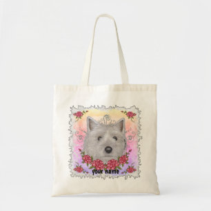 Bolsa Tote Rosas de Terrier Cairn nome personalizado Tote Bag