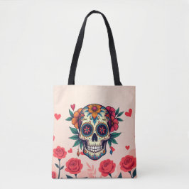Bolsa Tote Rosas do crânio do Açúcar