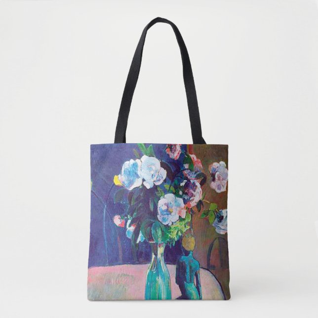 Bolsa Tote Rosas e Estatueta, Gauguin (Frente)