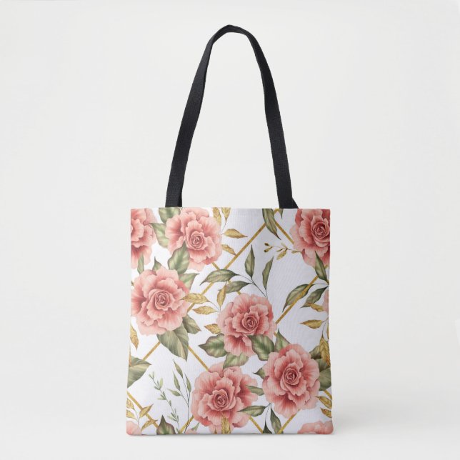 Bolsa Tote Rosas e folhas (Frente)