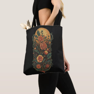 Bolsa Tote Rosas e plantas de colheita