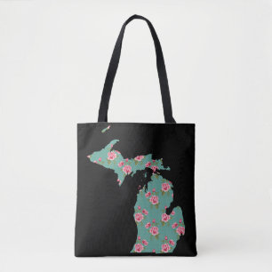 Bolsa Tote Rosas e pontos do Michigan Shabby   Personalizar T