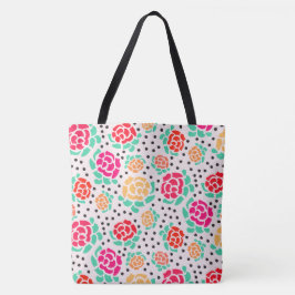 Bolsa Tote Rosas e pontos - sacola