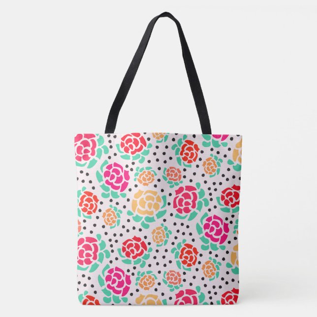 Bolsa Tote Rosas e pontos - sacola (Frente)