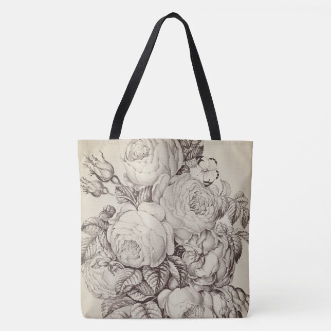 Bolsa Tote Rosas e Rosebuds 03 (Frente)