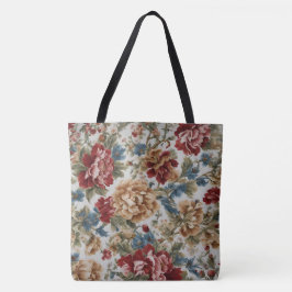 Bolsa Tote Rosas Elegante Italiano Vermelho e Ouro