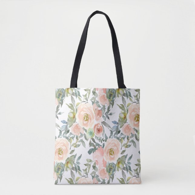Bolsa Tote Rosas Elegantes Chic,Mensagem Motivacional (Frente)