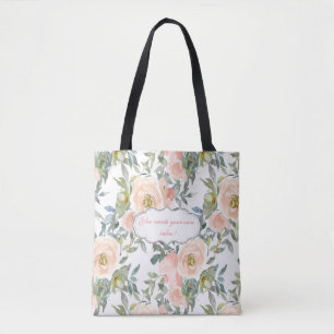 Bolsa Tote Rosas Elegantes Chic,Mensagem Motivacional