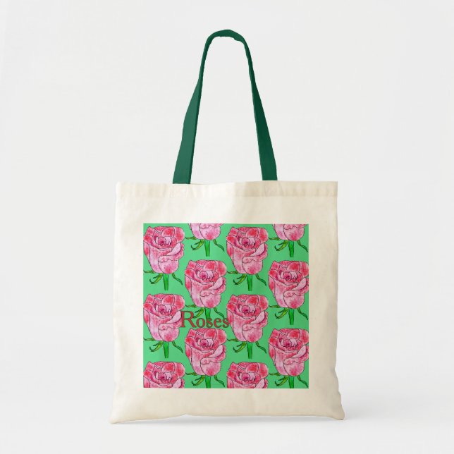 Bolsa Tote Rosas em Branco (Frente)
