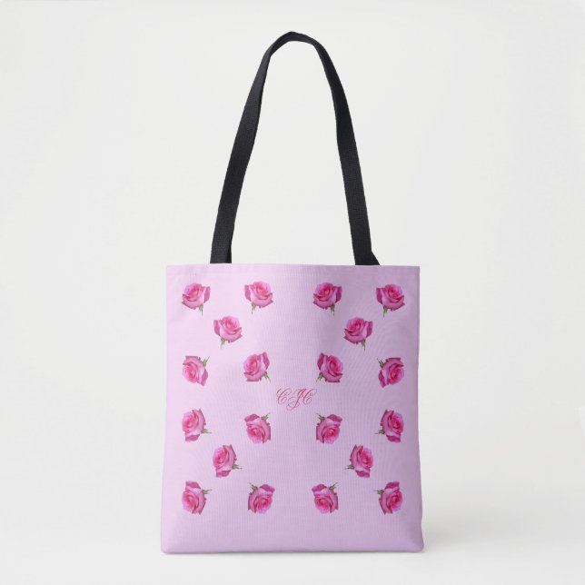 Bolsa Tote Rosas especiais do rosa do dia toda sobre - (Frente)
