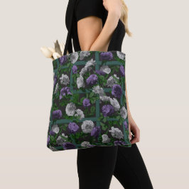 Bolsa Tote Rosas Florais Elegantes Roxos