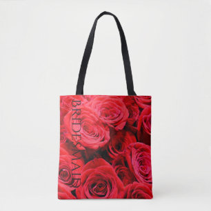 Bolsa Tote Rosas florais vermelhos elegantes