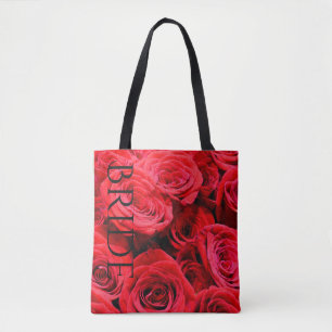 Bolsa Tote Rosas florais vermelhos elegantes