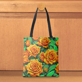 Bolsa Tote Rosas Laranja