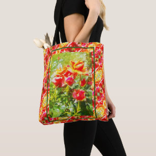 Bolsa Tote Rosas laranja com barra de ferramentas
