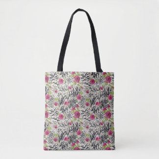 Bolsa Tote Rosas no teste padrão animal
