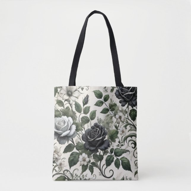Bolsa Tote Rosas pretas (Frente)