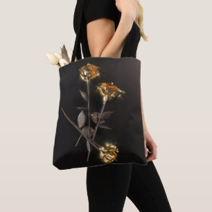 Bolsa Tote Rosas Queimando – Elegância Dourada