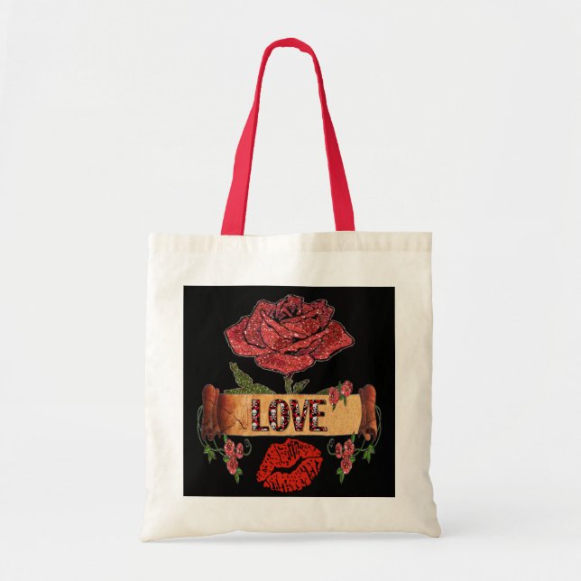 Bolsa Tote Rosas RAB Rockabilly, Love & Lipstick (Frente)
