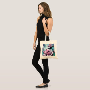 Bolsa Tote Rosas radiantes: Pétalas Perfeitamente Rosa e Púrp