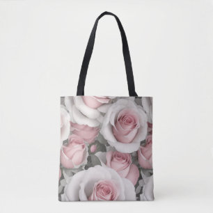 Bolsa Tote Rosas rosa e brancas