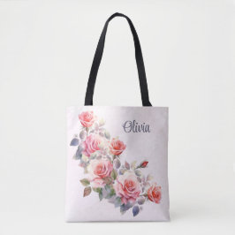 Bolsa Tote Rosas Rosa Grandes Personalizadas