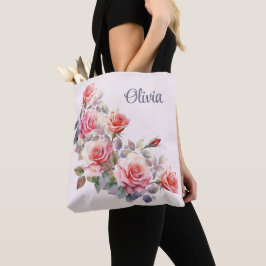 Bolsa Tote Rosas Rosa Grandes Personalizadas