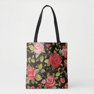 Bolsa Tote Rosas rosa: padrão floral elegante.