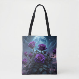Bolsa Tote Rosas Roxas ao Luar