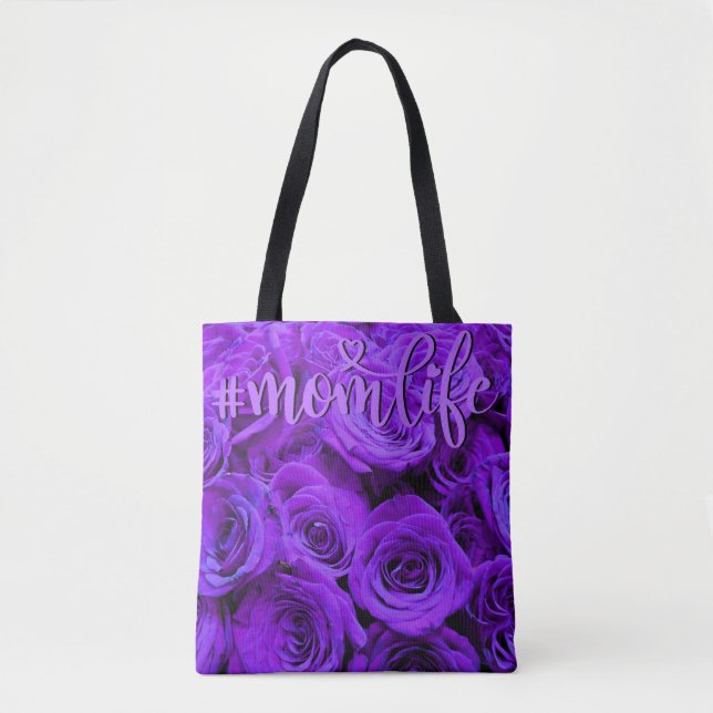 Bolsa Tote Rosas roxas violetas românticas flores roxas bonit (Frente)
