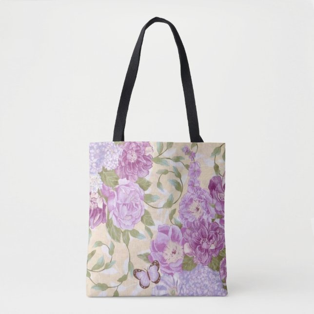 Bolsa Tote Rosas roxos (Frente)