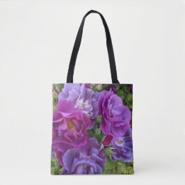 Bolsa Tote Rosas Roxos Elegantes Floral
