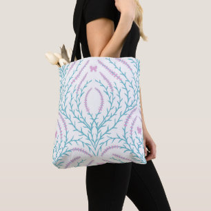 Bolsa Tote Rosas silvestres e borboletas /rosa/verde claro/am