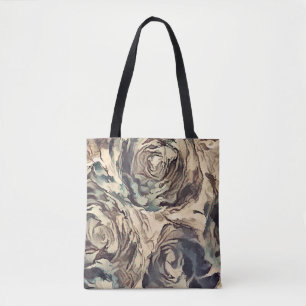 Bolsa Tote rosas texturizados com pincel de abstrato