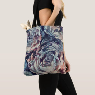 Bolsa Tote rosas texturizados com pincel de abstrato art impr