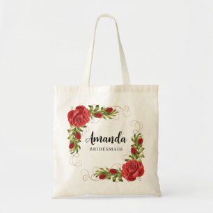 Bolsa Tote Rosas Turcas Vermelhas Noivas Minimal Cute Damas d