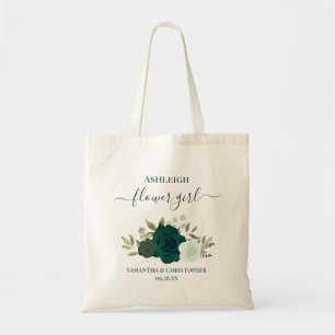 Bolsa Tote Rosas Verde Esmeralda Elegantes Flores de Criança