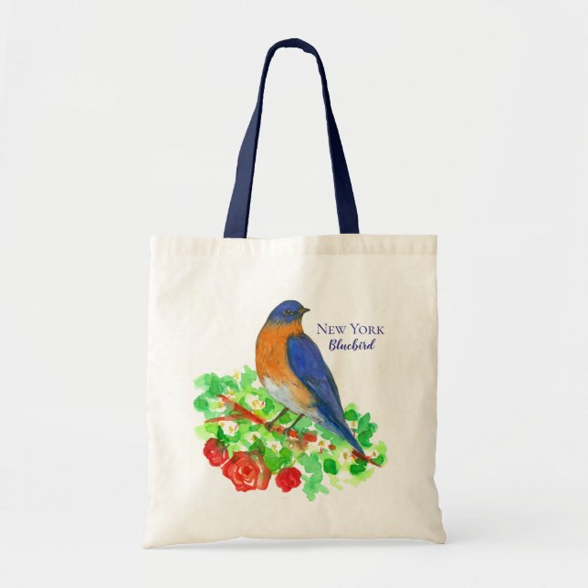 Bolsa Tote Rosas vermelhas Bluebird de Nova York (Frente)