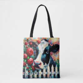 Bolsa Tote Rosas vermelhas de vedação de galinha Holstein