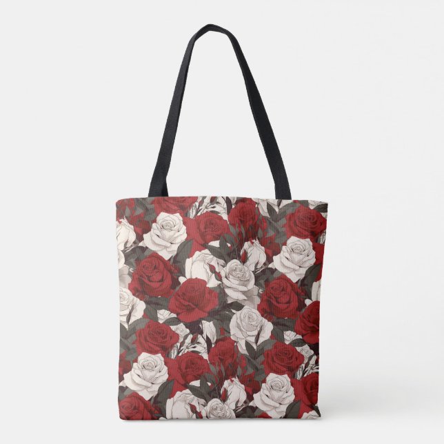 Bolsa Tote Rosas Vermelhas e Brancas (Verso)