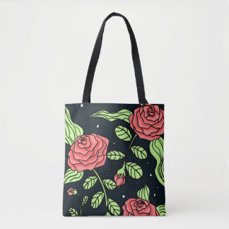 Bolsa Tote Rosas vermelhas tiradas mão