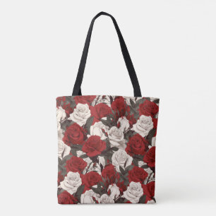 Bolsa Tote Rosas vermelhos e brancos