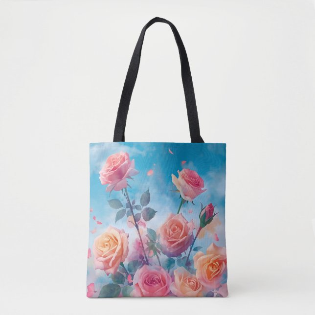 Bolsa Tote Rosas vibrantes sonhadas (Frente)