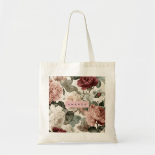 Bolsa Tote Rosas Victorianos Personalizados em Blush