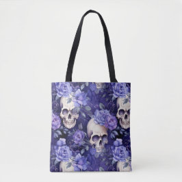 Bolsa Tote Rosas violetas con calaveras